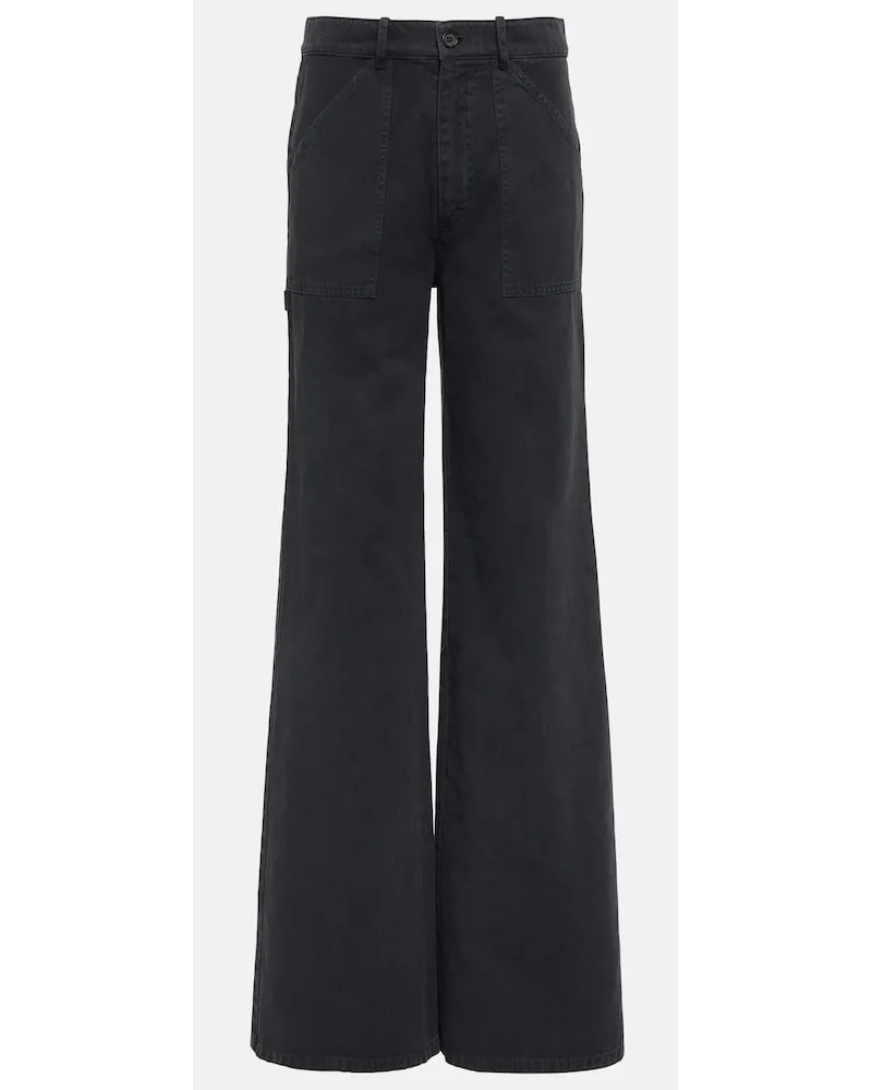 Nili Lotan Pantaloni Quentin in twill a gamba larga Grigio