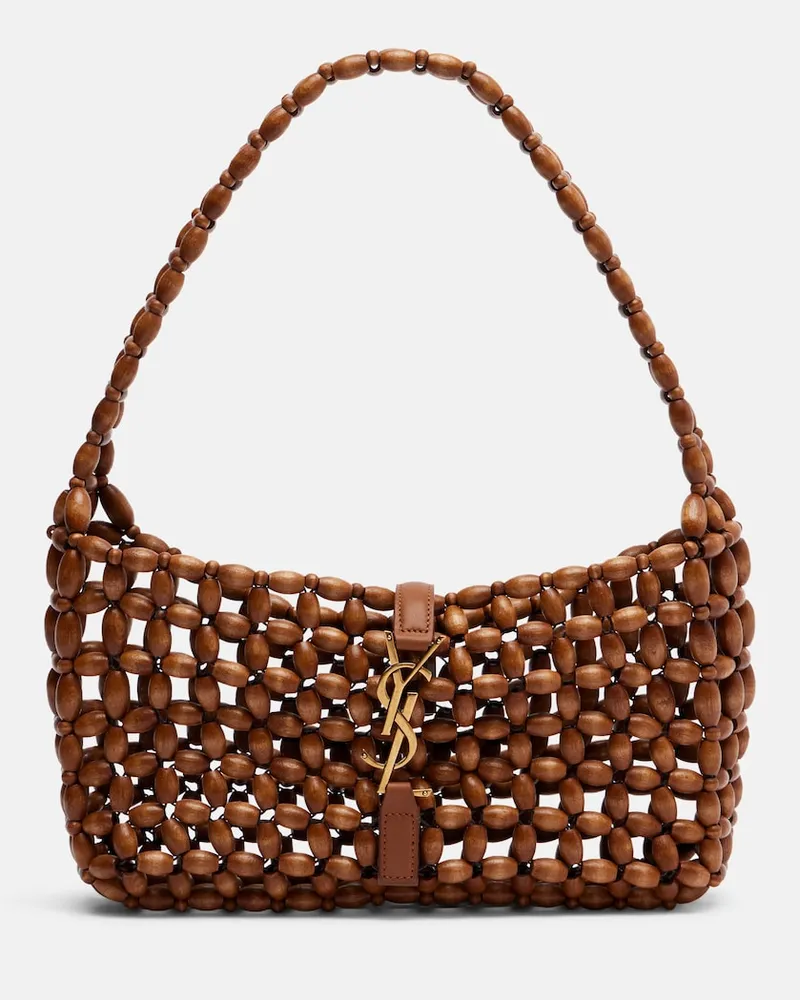 Saint Laurent Borsa a spalla Le 5 Ã  7 Mini con perline Marrone