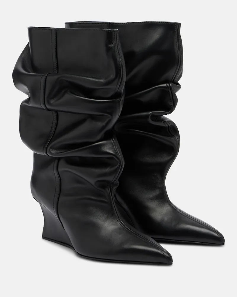 Balmain Stivaletti in pelle con zeppa Nero