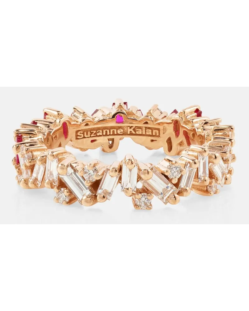 Suzanne Kalan Anello in oro 18kt con rubini e diamanti bianchi Multicolore