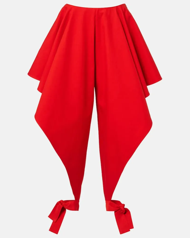 Alaïa AlaÃ¯a Pantaloni in gabardine di cotone con volant Arancione