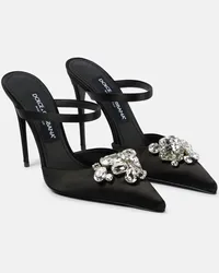 Dolce & Gabbana Mules in raso con cristalli Nero