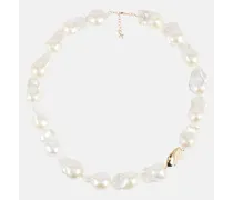Collana in oro 14kt con perle barocche e diamanti