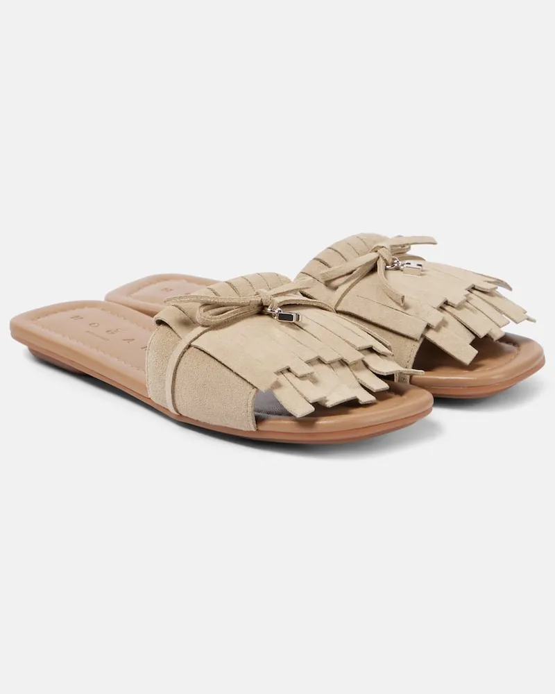 Hogan Sandali H685 in suede con frange Neutro