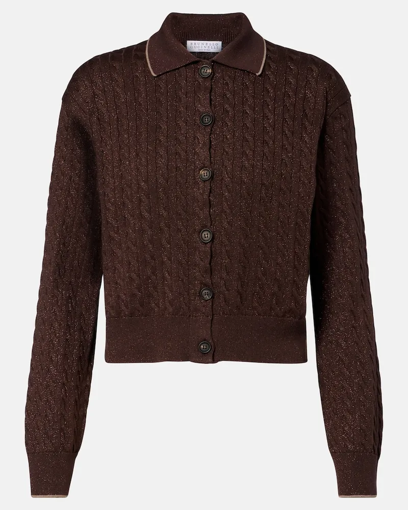 Brunello Cucinelli Cardigan in misto cotone Marrone