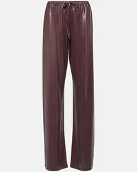 Dries van Noten Pantaloni a gamba larga e vita alta Marrone