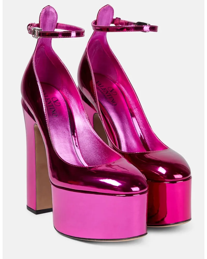 Valentino Garavani Pumps Tan-Go in vernice con plateau Metallizzato