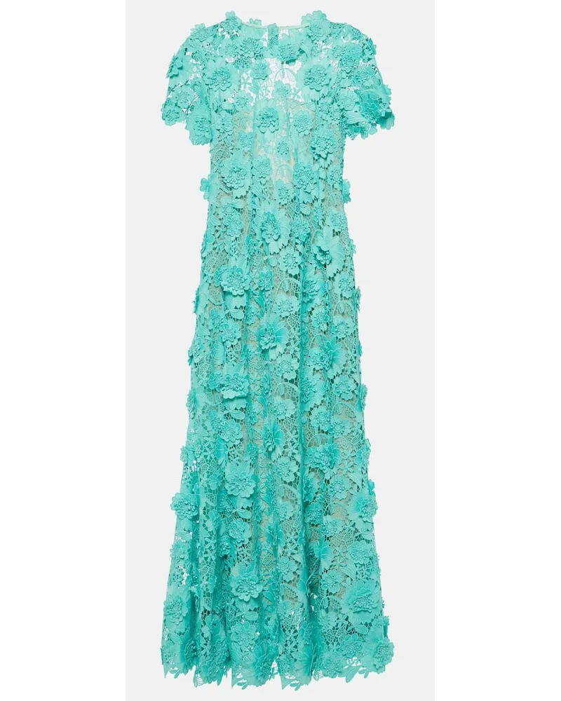 Oscar de la Renta Abito midi in pizzo guipure Verde