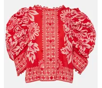 Blusa in cotone con stampa floreale