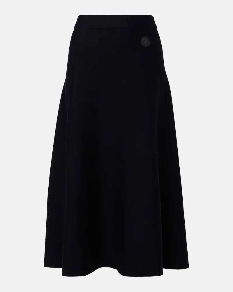 Moncler Gonna midi in misto lana Blu