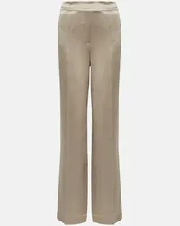 Joseph Pantaloni regular Tova in raso di seta Beige