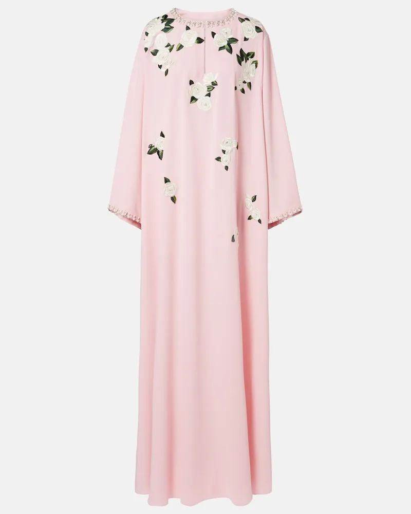 Carolina Herrera New York Caftano lungo con ricamo Rosa
