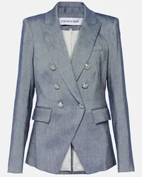 Veronica Beard Blazer doppiopetto Miller in misto lino Blu