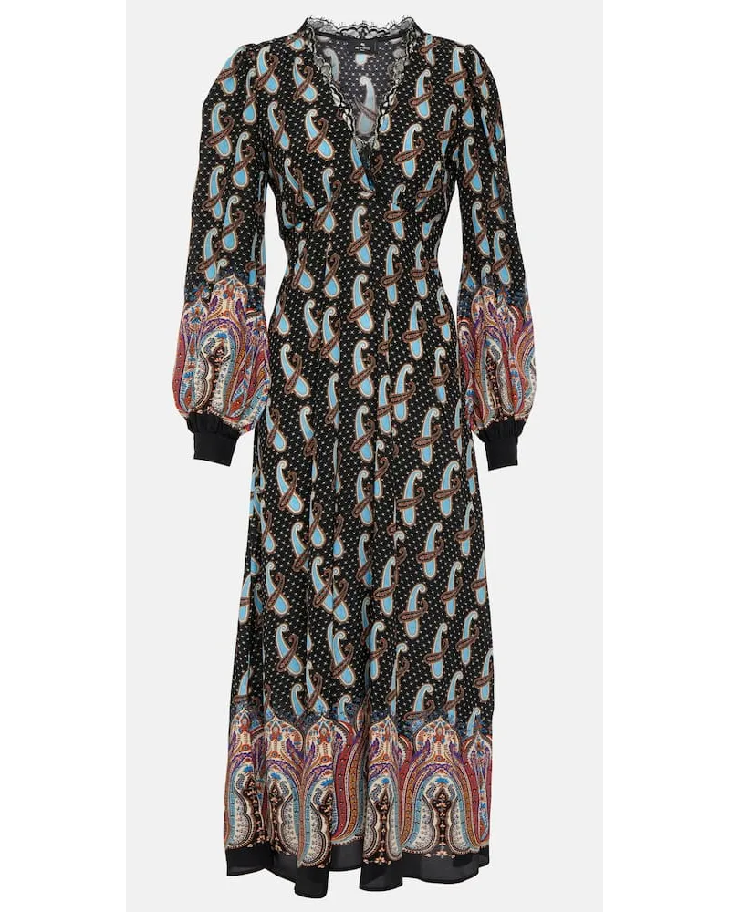 Etro Abito midi in seta con stampa paisley Multicolore