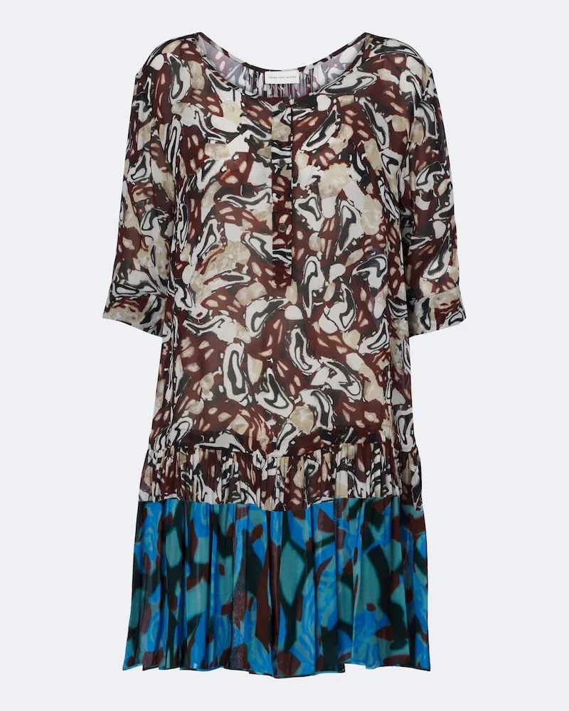 Dries van Noten Abito corto con stampa Marrone