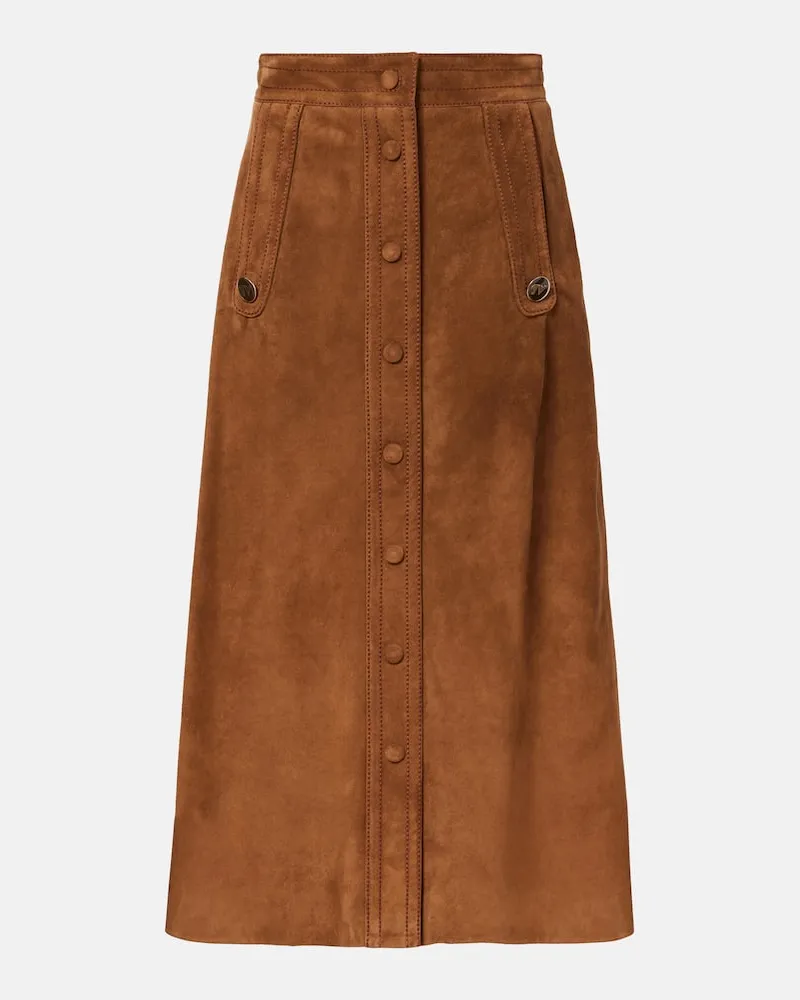 Valentino Garavani Gonna lunga in suede Marrone