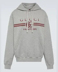 Gucci Felpa in jersey di cotone con cappuccio Grigio