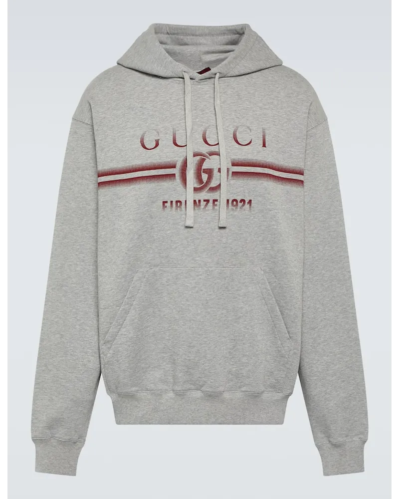 Gucci Felpa in jersey di cotone con cappuccio Grigio