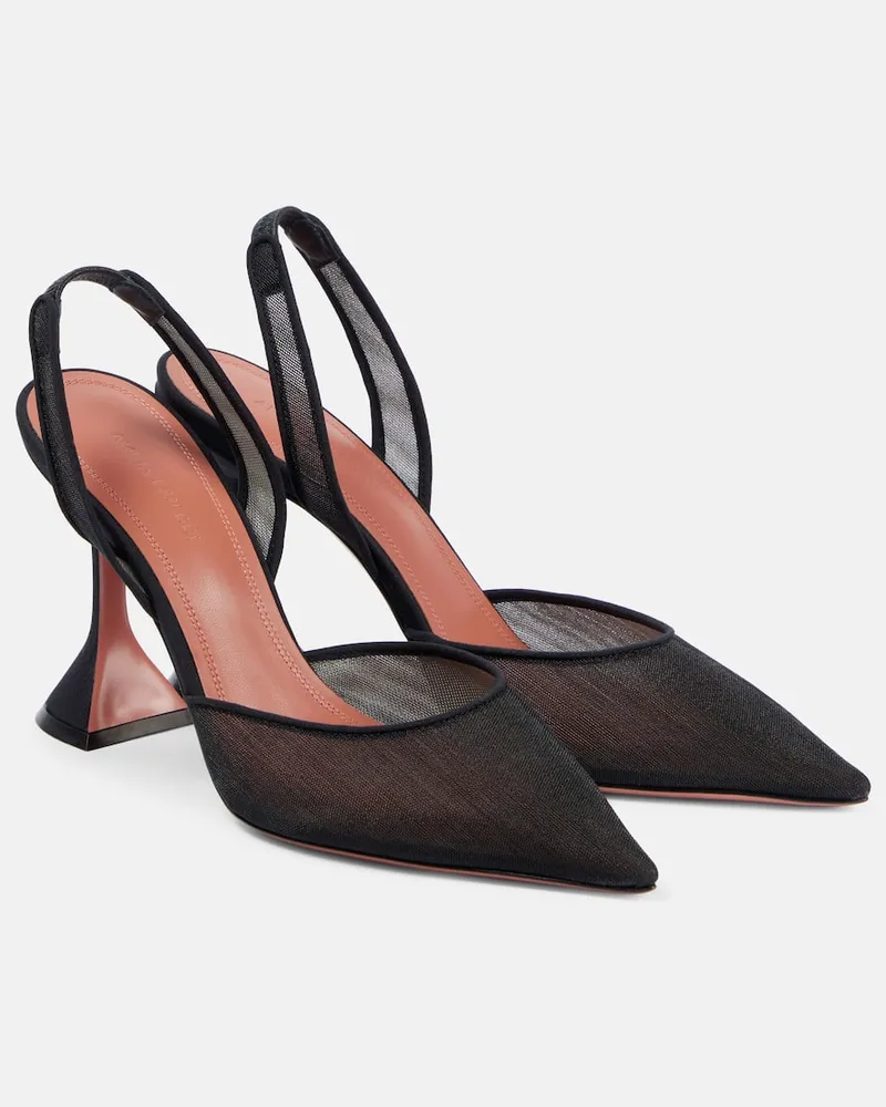 Amina Muaddi Pumps slingback Holli in mesh Nero