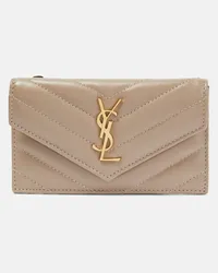 Saint Laurent Portatessere Cassandre in pelle Beige