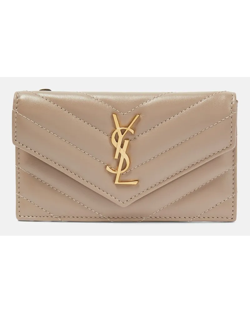 Saint Laurent Portatessere Cassandre in pelle Beige