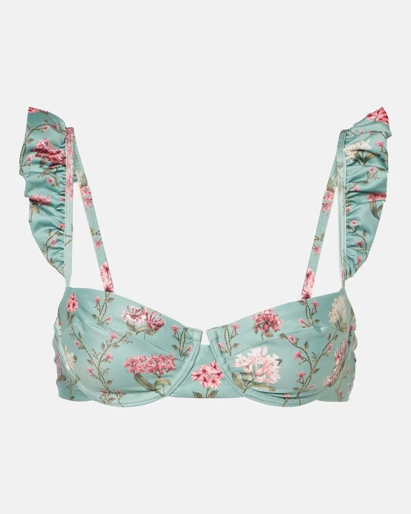 AGUA BENDITA Top bikini Kiwi con volant e stampa Multicolore