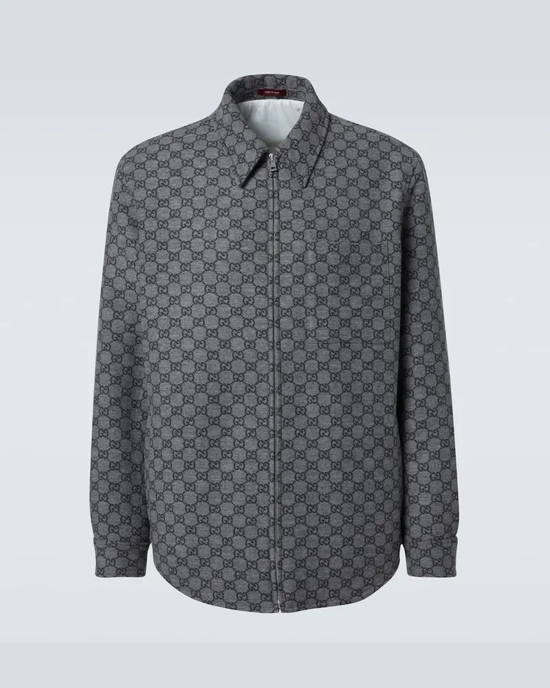 Gucci Camicia in flanella GG Grigio