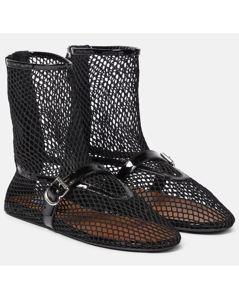 Alaïa Alaïa Ballerine Fishnet in mesh e pelle Nero