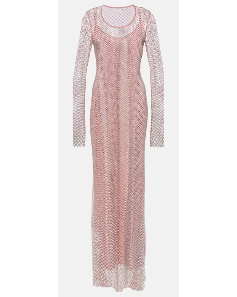 SPORTMAX Abito lungo in mesh con decorazioni Rosa