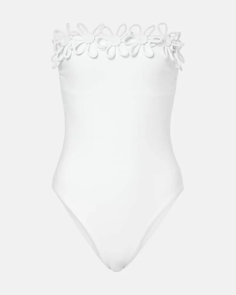 Karla Colletto Costume intero a fascia Hana con ricamo Bianco