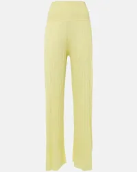 Alaïa Alaïa Pantaloni regular in jersey a vita alta Giallo