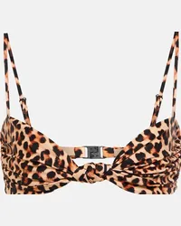 Johanna Ortiz Top bikini con stampa leopardata Marrone