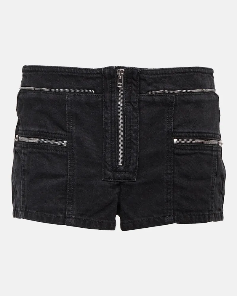 Isabel Marant Shorts di jeans Lary a vita bassa Nero