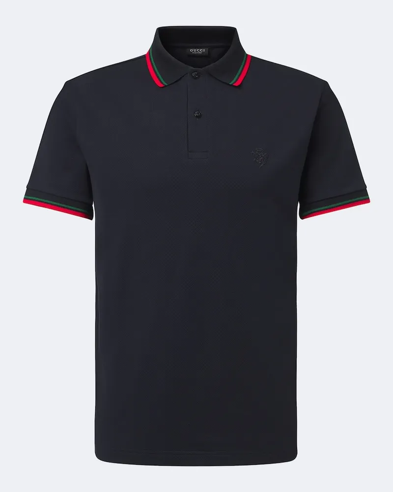Gucci Polo in piqué di misto cotone Blu