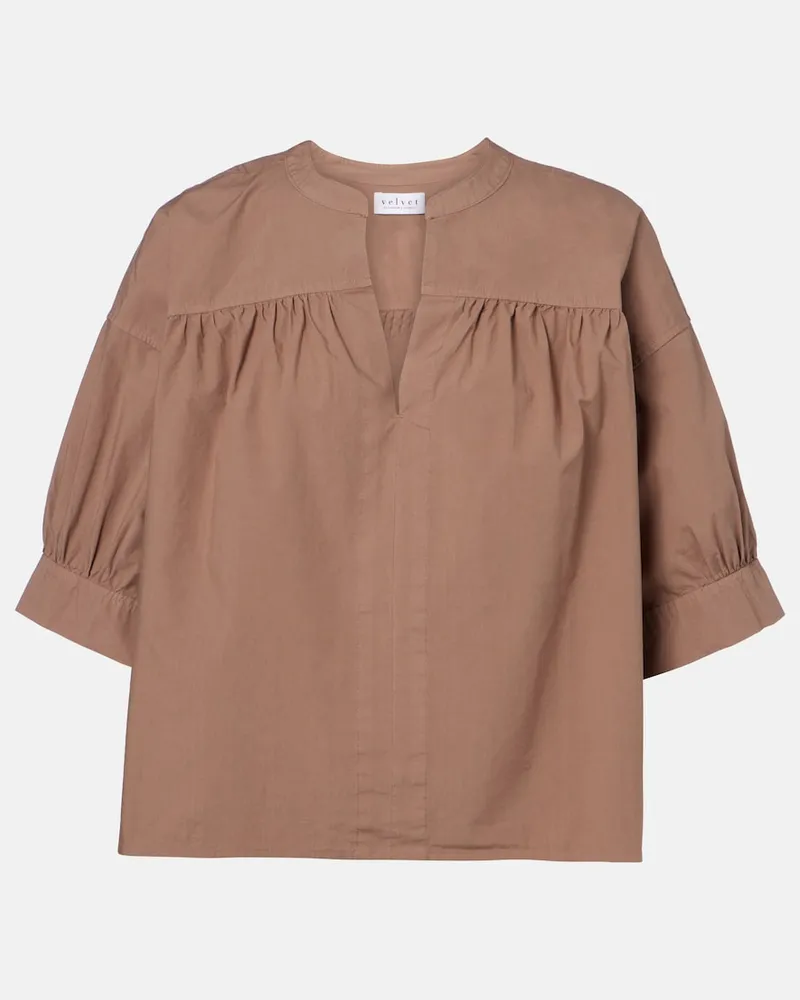 Velvet Blusa Yuna in cotone Marrone