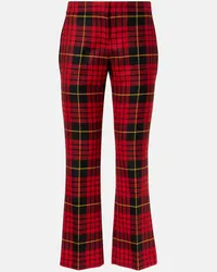 Alexander McQueen Pantaloni flared Tartan in lana Rosso