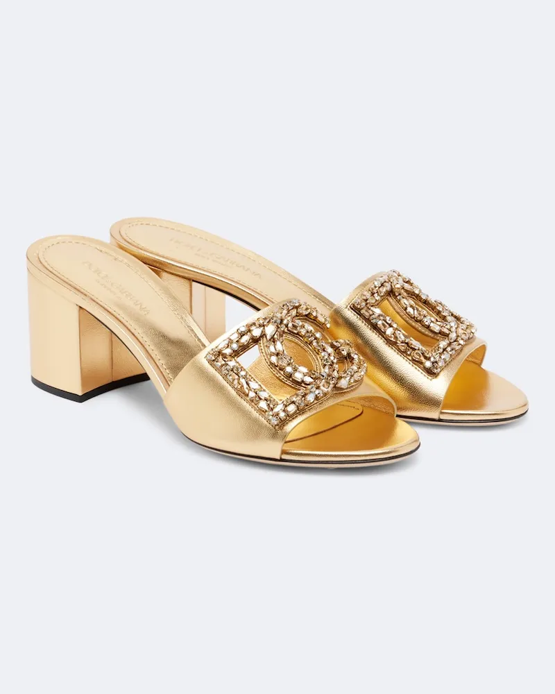 Dolce & Gabbana Mules DG in pelle metallizzata Oro