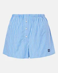 Miu Miu Shorts in popeline di cotone a righe Blu