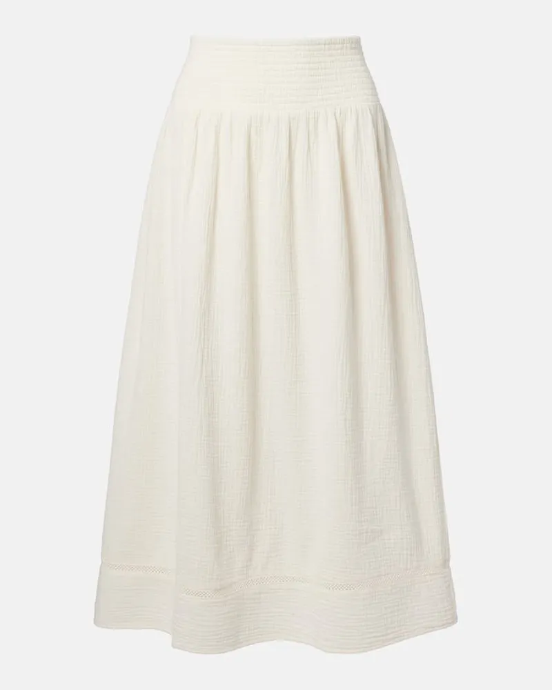 Velvet Gonna midi Mazie in garza di cotone Bianco