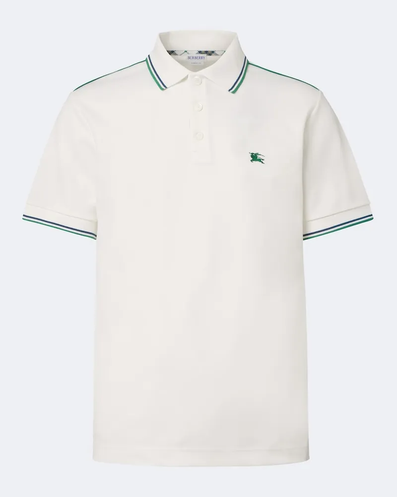 Burberry Polo EKD in piqué di misto cotone Bianco