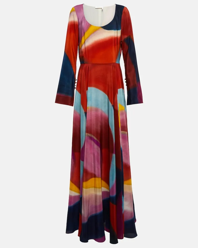 Chloé Chloé Abito lungo in seta con stampa Multicolore