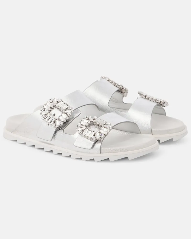 Roger Vivier Sandali in pelle metallizzata Argento