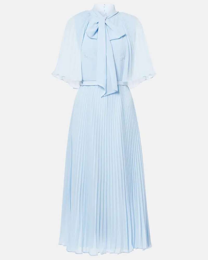 Self-Portrait Abito midi in chiffon Blu