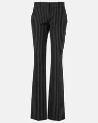 Alexander McQueen Pantaloni flared in lana e mohair Nero