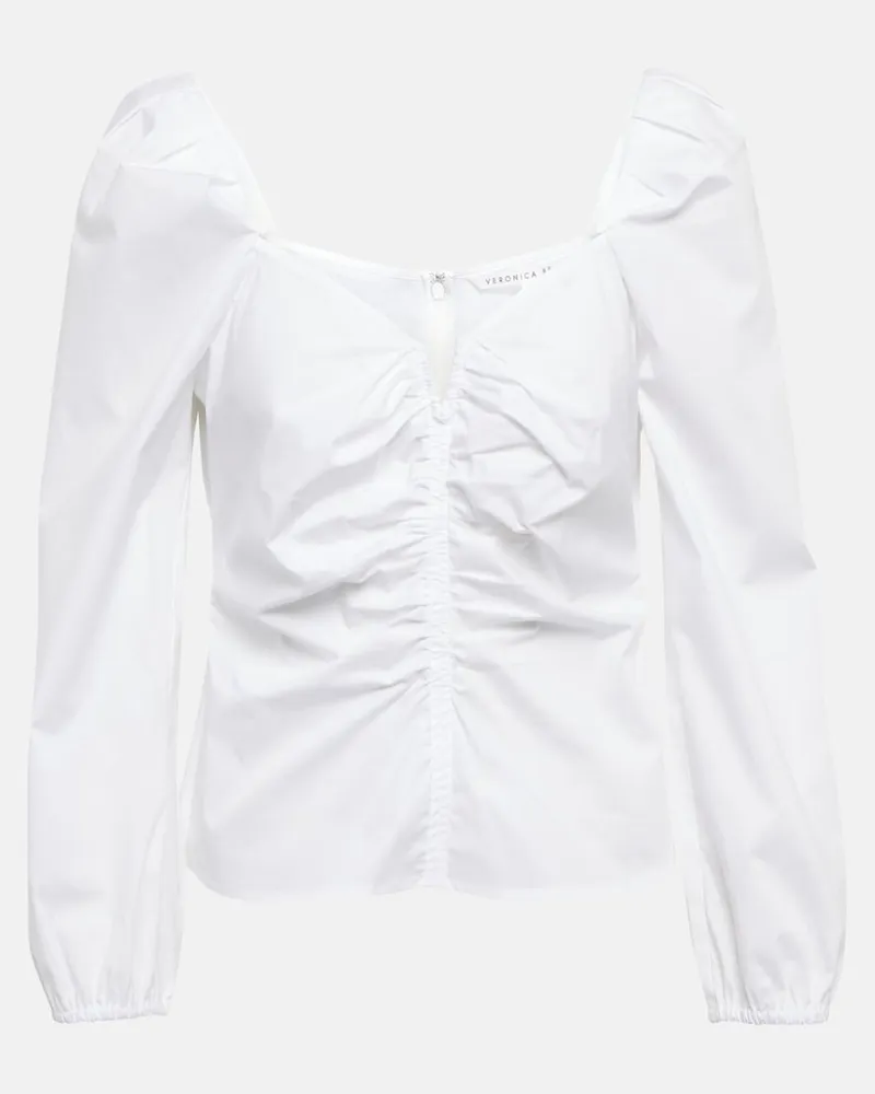 Veronica Beard Top in cotone con ruches Bianco