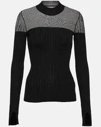 Wolford Top Contoured Ribs in lana con mesh Nero