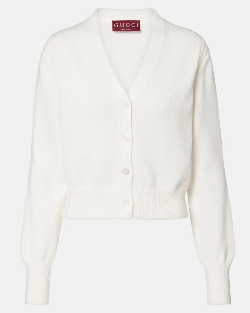 Gucci Cardigan in cotone GG Bianco