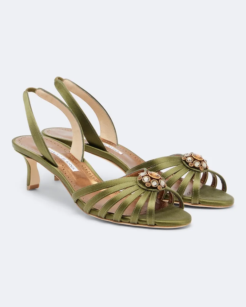 Manolo Blahnik Sandali slingback Fulmasli in raso Verde