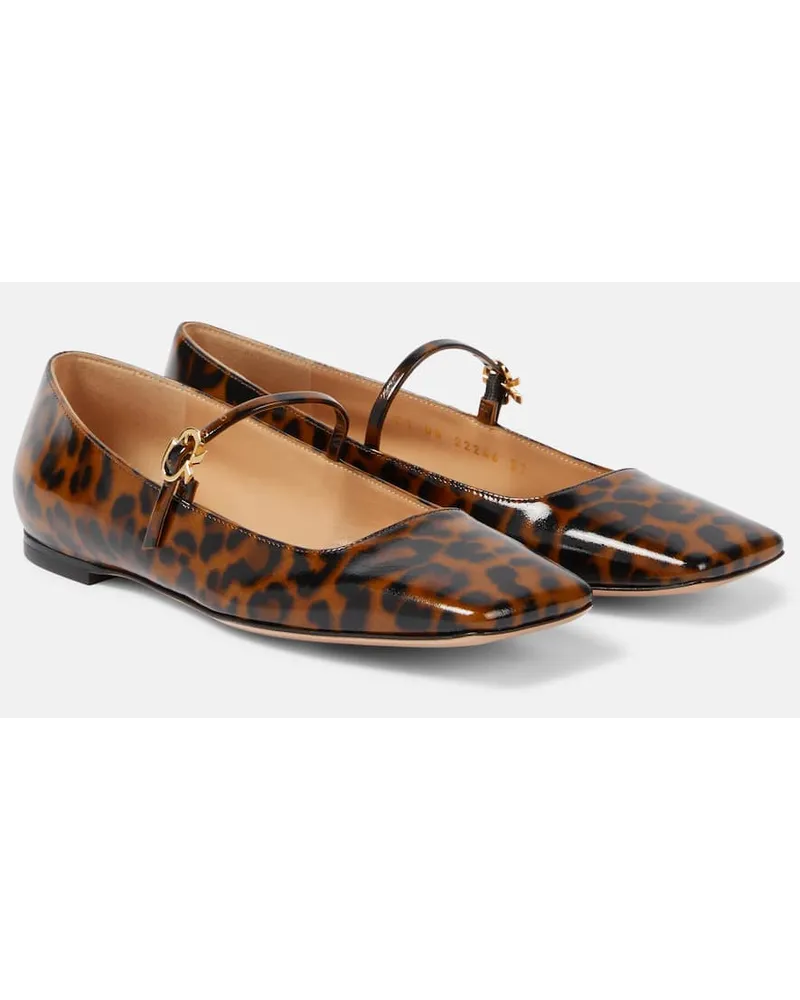 Gianvito Rossi Ballerine Mary Jane Christina in vernice Marrone