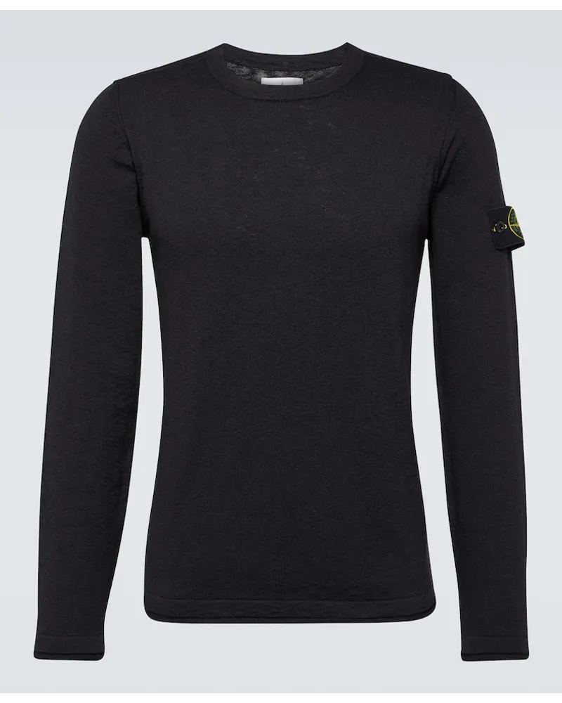 Stone Island Pullover Compass in misto cotone Nero